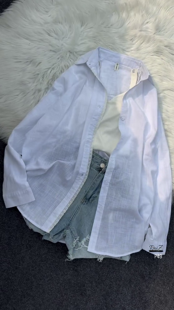 Oversized Cotton Shirt with Inner and Shorts – Neutral Beige Co-ord Set (Available in 5 Colors) - Image 2