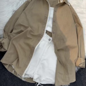 Oversized Cotton Shirt with Inner and Shorts – Neutral Beige Co-ord Set (Available in 5 Colors)