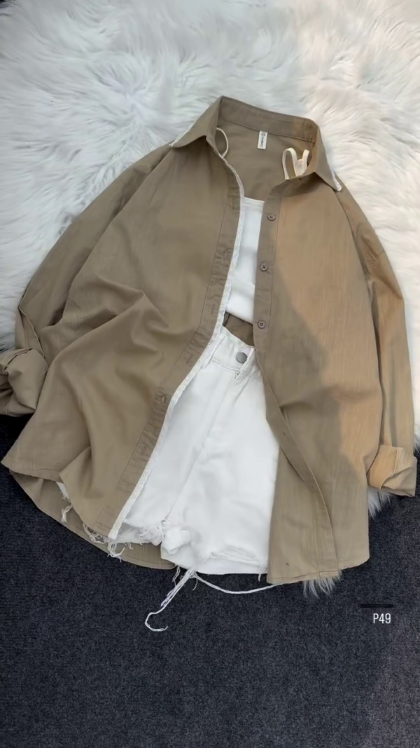 Oversized Cotton Shirt with Inner and Shorts – Neutral Beige Co-ord Set (Available in 5 Colors)