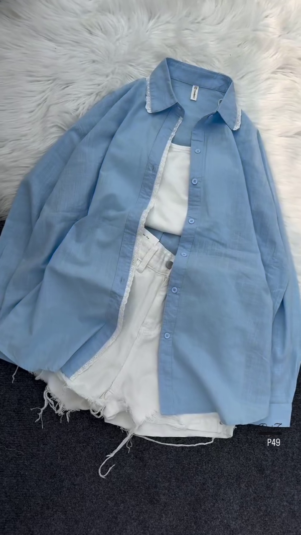 Oversized Cotton Shirt with Inner and Shorts – Neutral Beige Co-ord Set (Available in 5 Colors) - Image 5