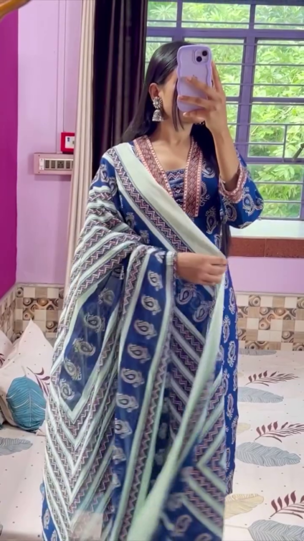 Vibrant Cotton Printed Salwar Suit Set with Dupatta – Soft & Stylish Ethnic Wear (10 Colors) - Image 6