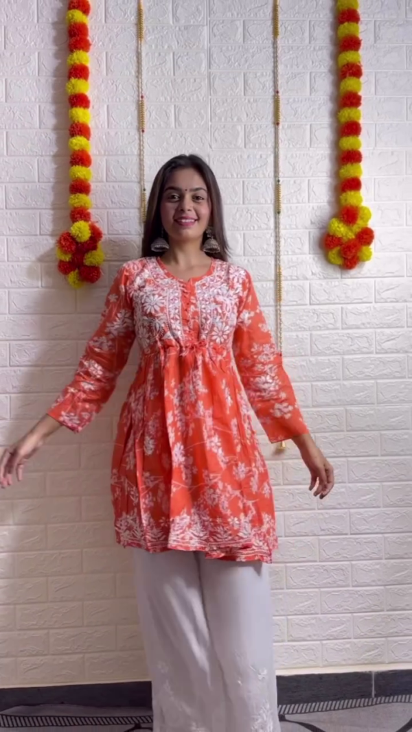 Elegant White Chikankari Kurta Set with Mirror Work – Festive & Summer-Ready Look (5 Colors) - Image 2