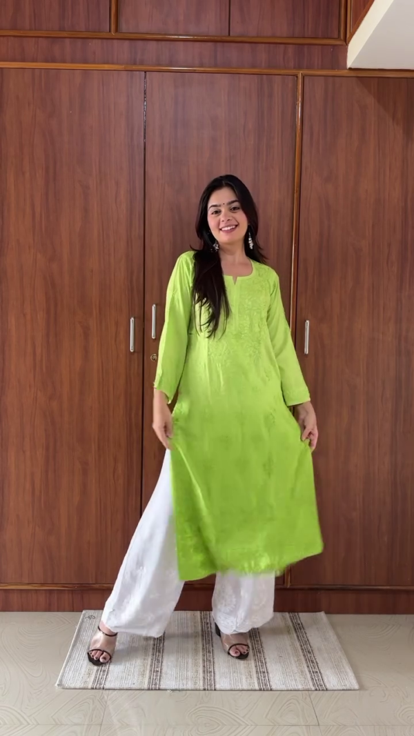 Magenta Short Kurti with Tonal Thread Embroidery – Everyday Elegance in 6 Vibrant Colors - Image 4