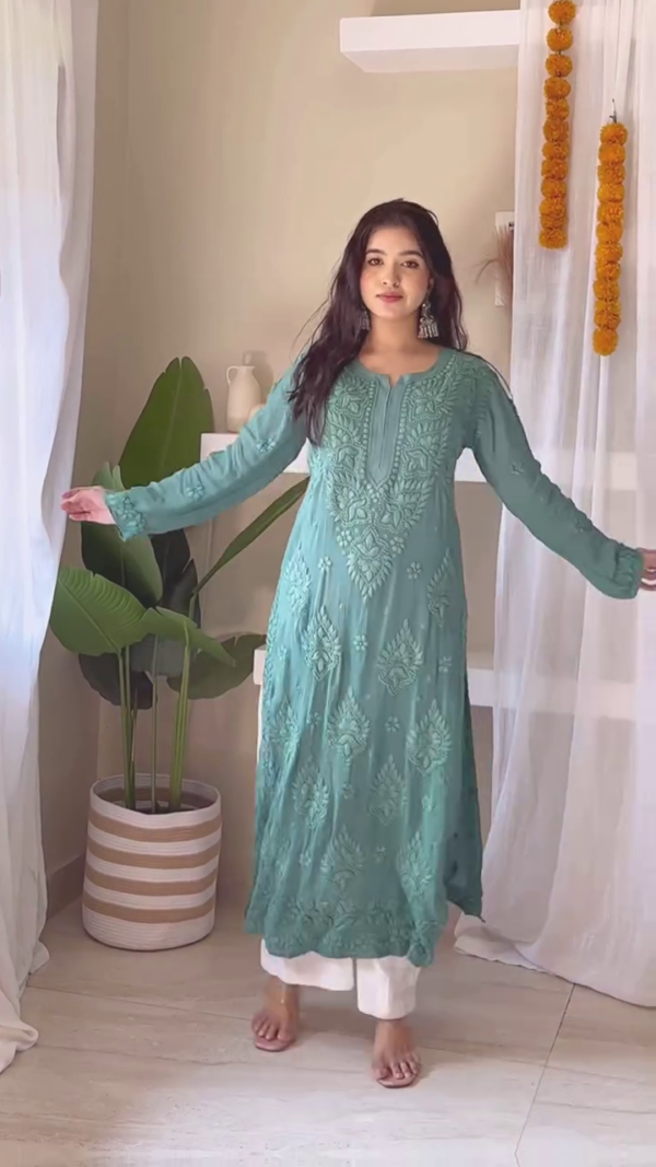 Soft Pink Cotton Chikankari Kurta with White Palazzo – Graceful Ethnic Wear for Everyday Elegance