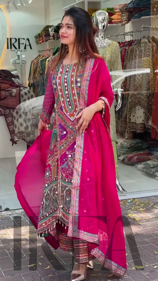 Luxury Embroidered Festive Suit for Women – Teal Green & Multicolor Traditional Kurta with Intricate Detailing