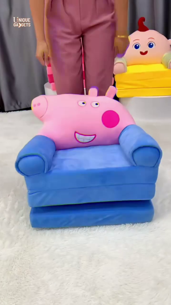Convertible Kids Sofa Bed – Foldable Lounge Chair for Toddlers with Fun Cartoon Design