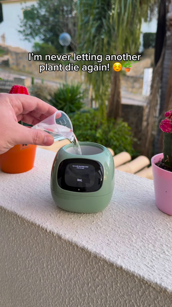 Smart Self-Care Planter – Digital Pot with Built-In Clock, Weather & Plant Health Display - Image 3