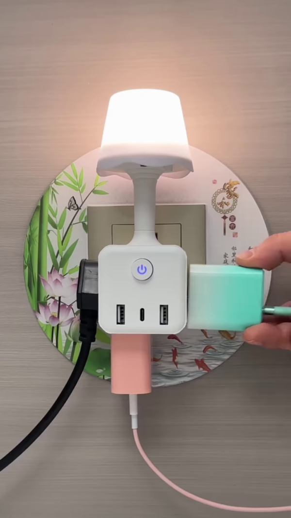 🌟 3-in-1 Smart Wall Socket Extension with USB & Night Light – The Ultimate Power Hub for Modern Homes!