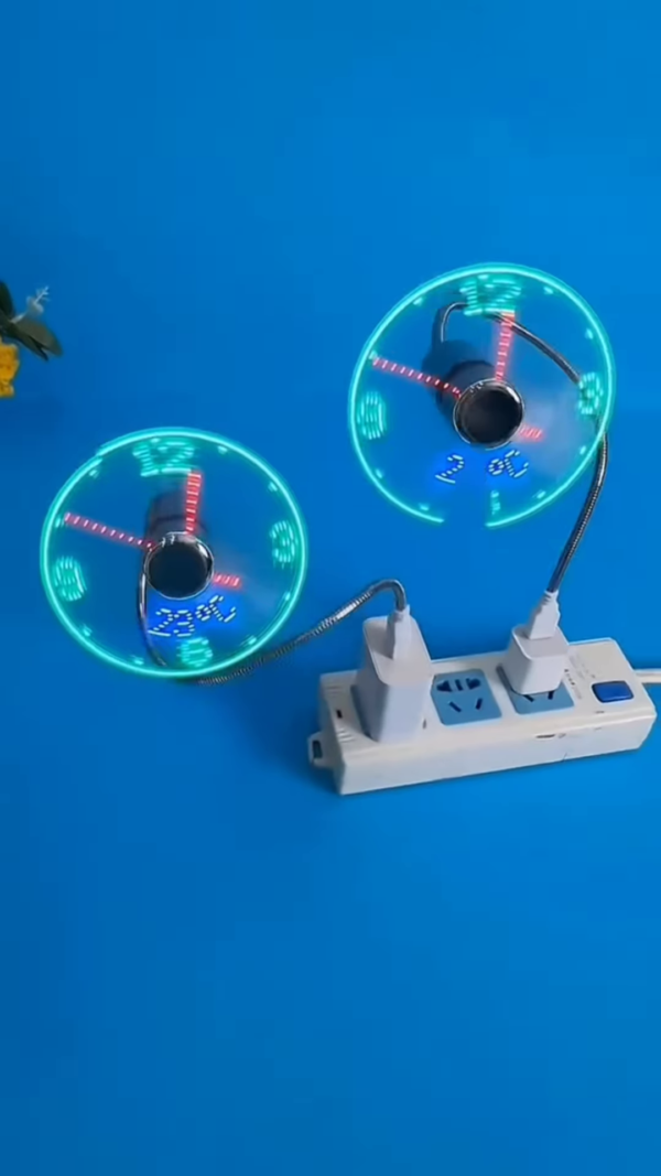 Innovative USB Mini Fan with Real-Time LED Clock Display - Flexible Neck