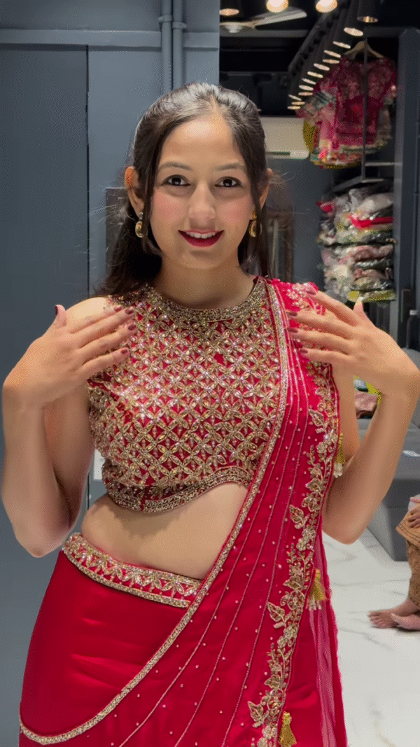Women's Regal Red Embroidered Lehenga Choli with Dupatta – Festive & Bridal Ethnic Wear - Image 2
