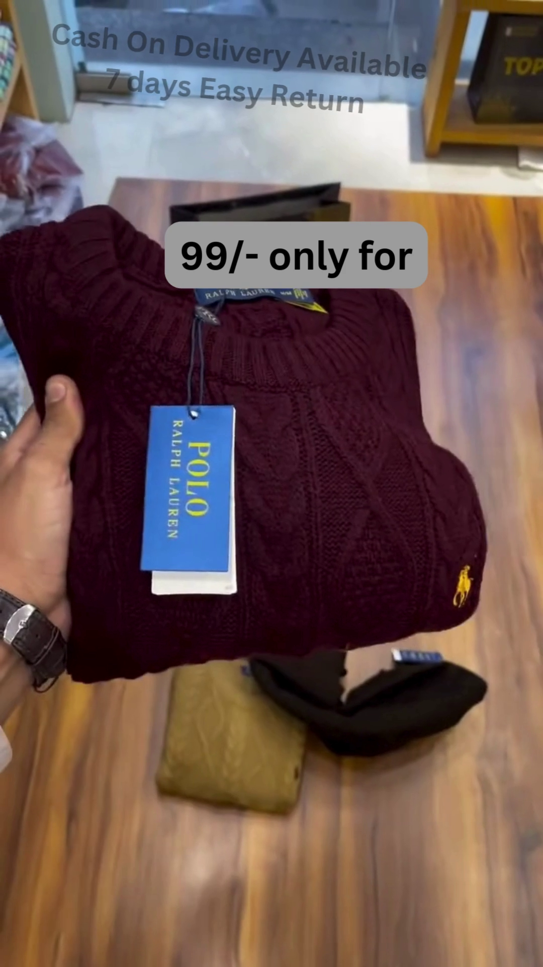 Cable-Knit Sweater Collection π§Άπ With Folded Display β Black, Mustard, Maroon & Brown Variants - Image 4