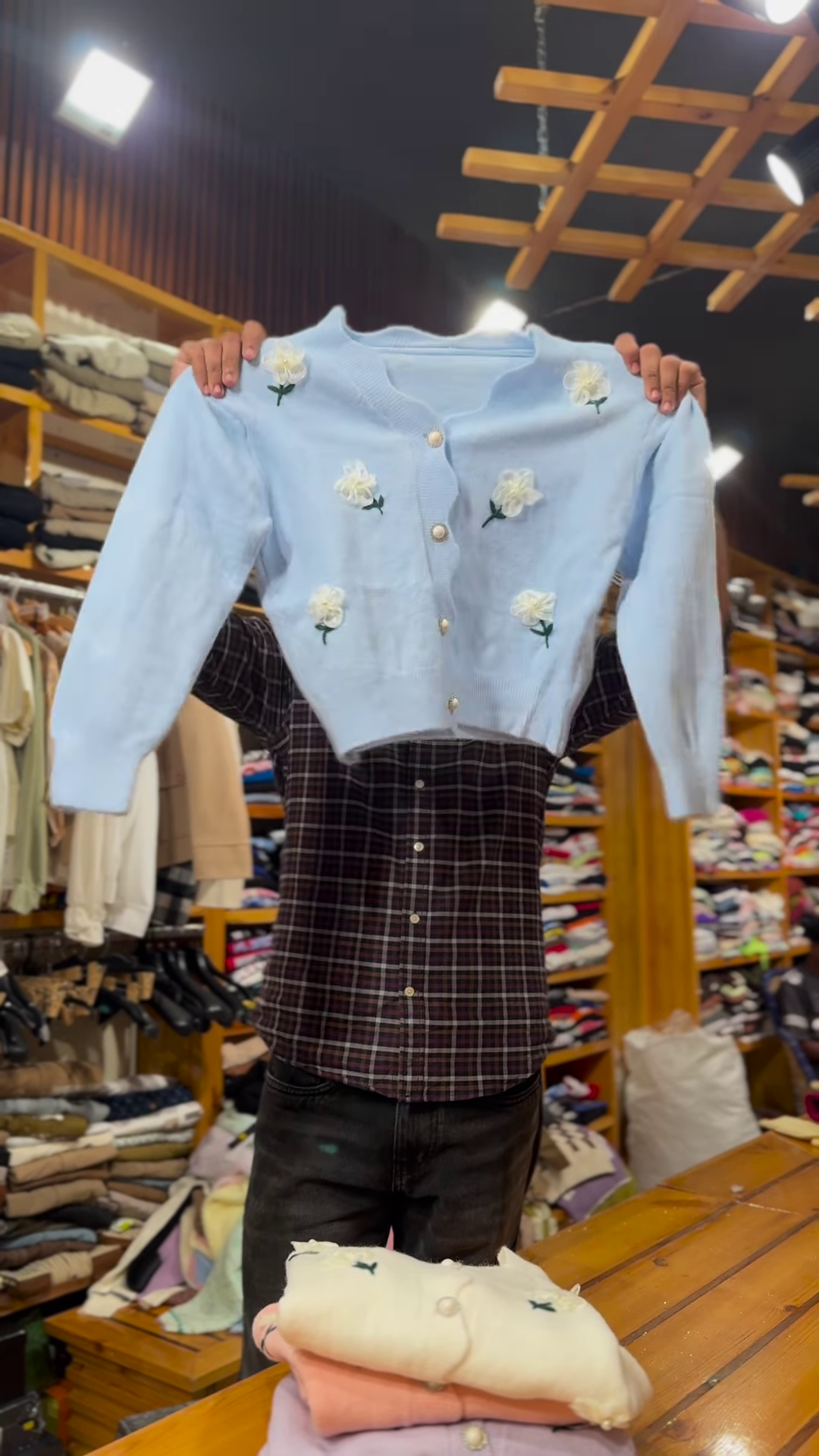 Floral Embroidered Knit Cardigans ๐ธ๐งถ With Pearl Buttons โ Purple, Blue & Pink Variants - Image 3