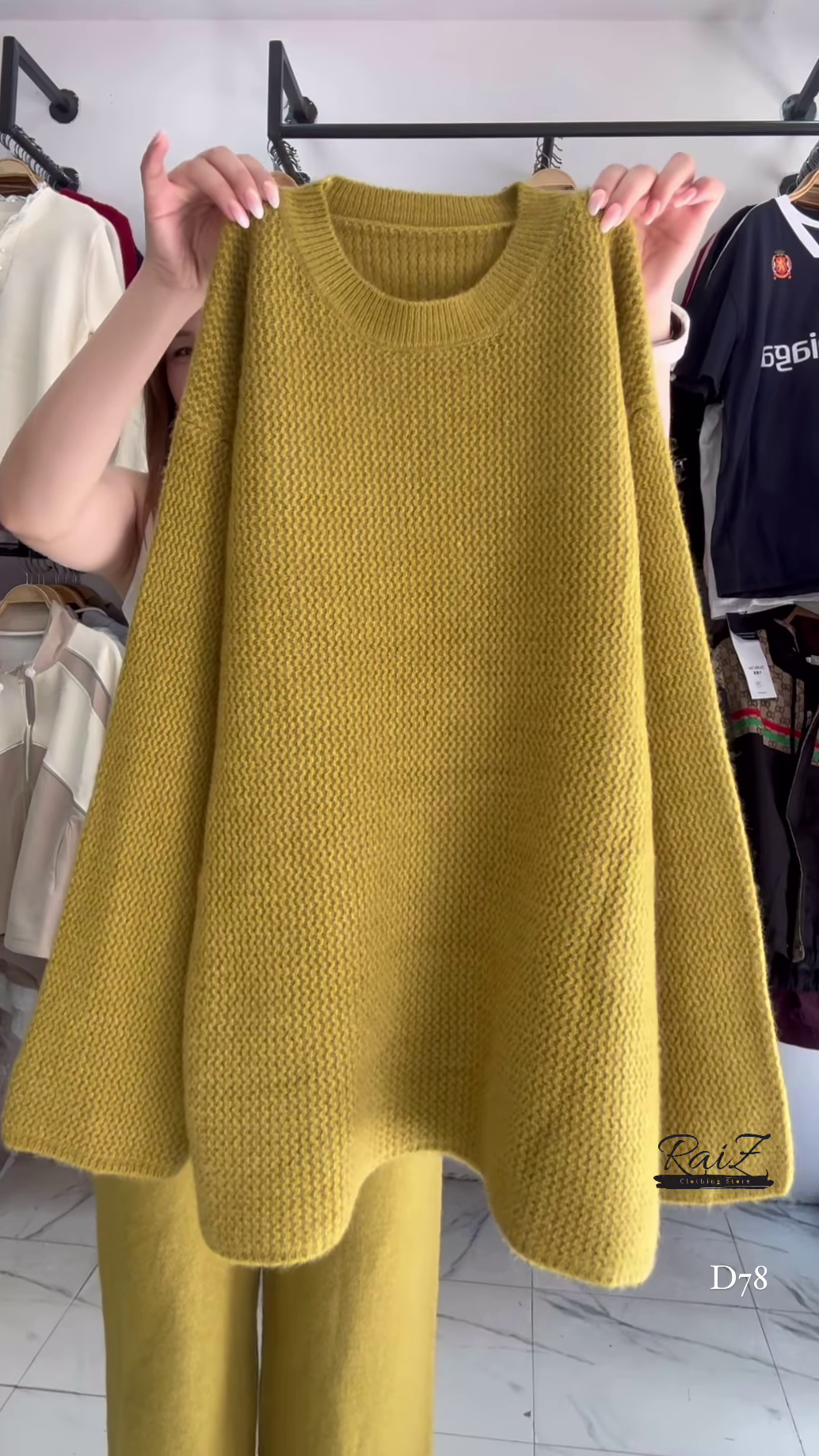 Knit Co-ord Sets ๐งถ๐พ With Sweater & Wide-Leg Pants โ Yellow, Mustard & Brown Variants - Image 3
