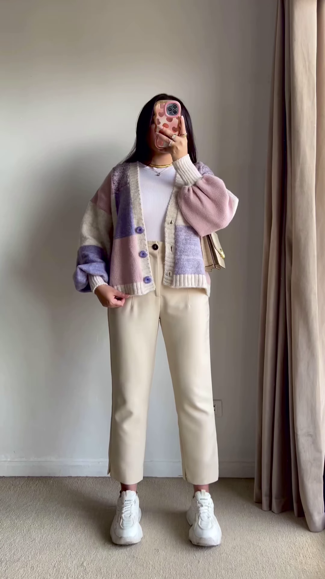 Color-Block Pastel Cardigans π§₯π¨ β Soft Knit Layers in Pink-Blue, Purple-Beige & Orange-Mustard Variants