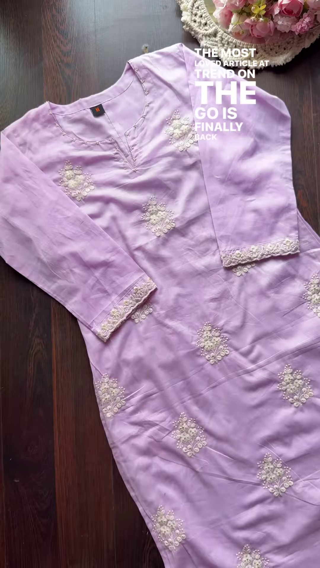 Pastel Embroidered Mulcotton Kurtas – Floral Ethnicwear in Yellow, Lavender & Light Green - Image 5