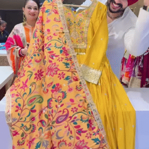 Vibrant Orange Embroidered Anarkali with Gold Motifs – Festive Ethnicwear for Women