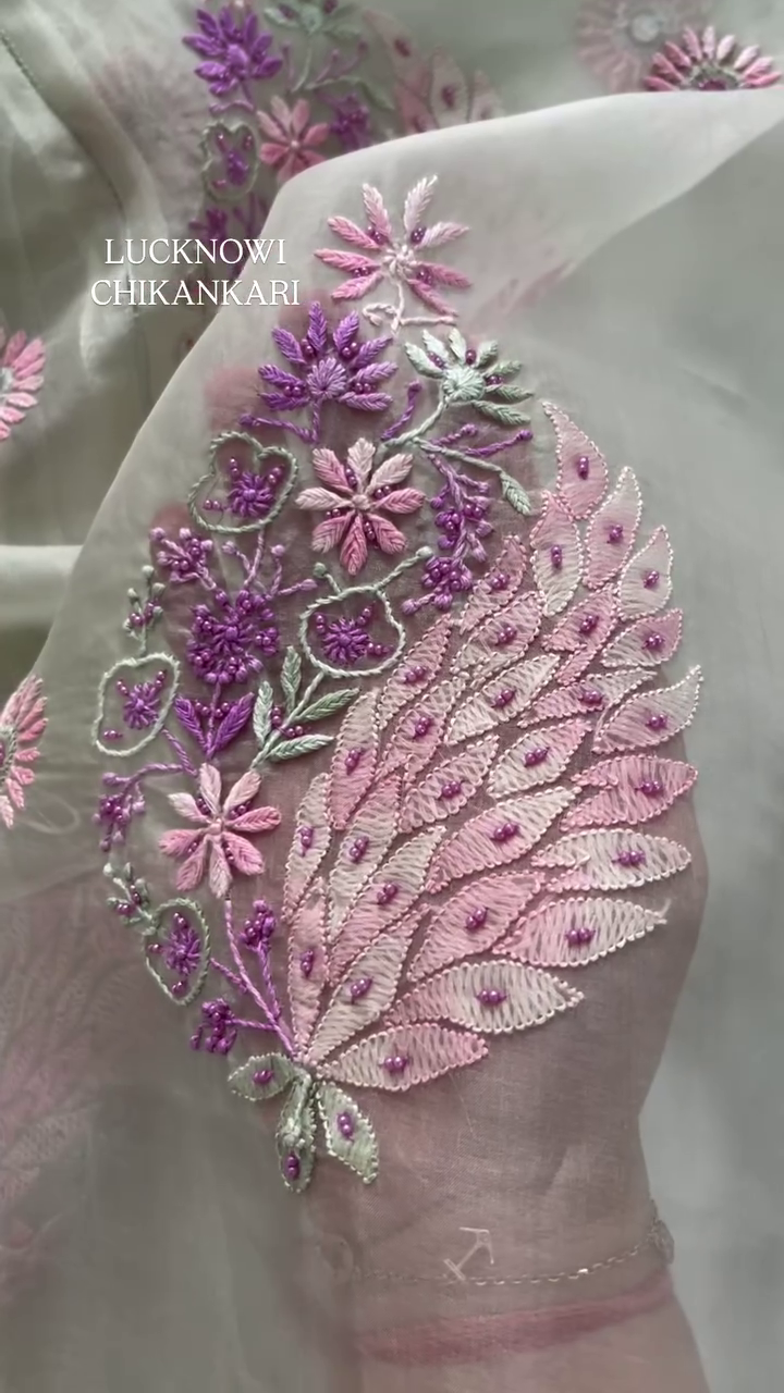 Elegant Chikankari Kurta with Mirror Work - Image 5