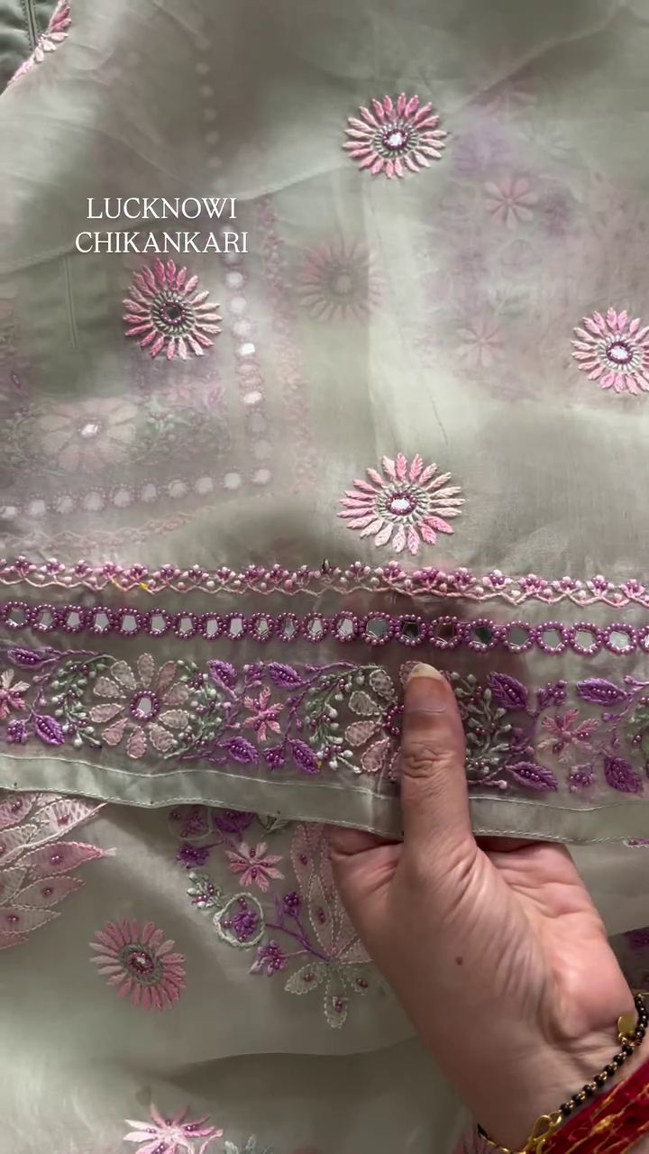 Elegant Chikankari Kurta with Mirror Work - Image 4