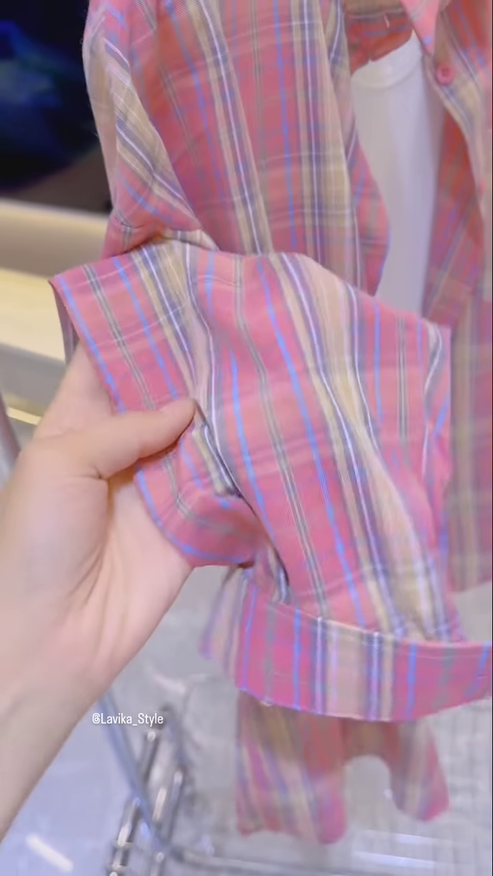 Casual Plaid Oversized Shirt and Top Set - Image 2