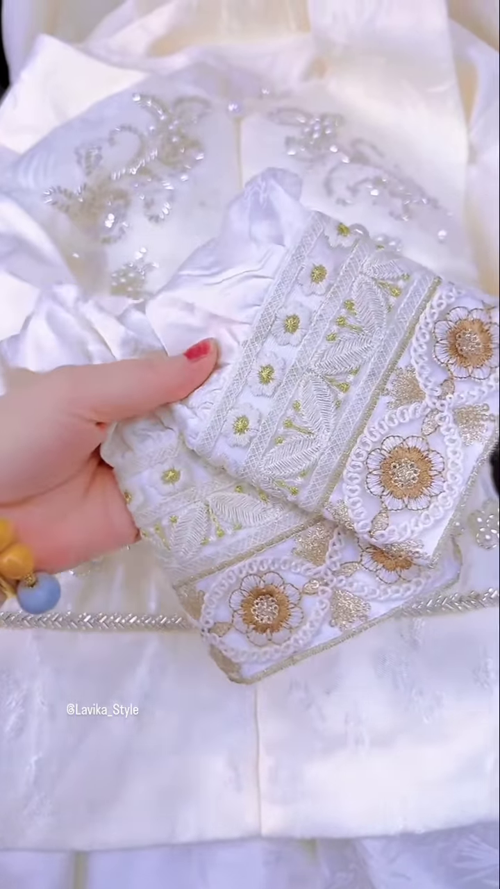 Exquisite Silk and Brocade Top with Pearl and Sequin Embellishments - Image 2