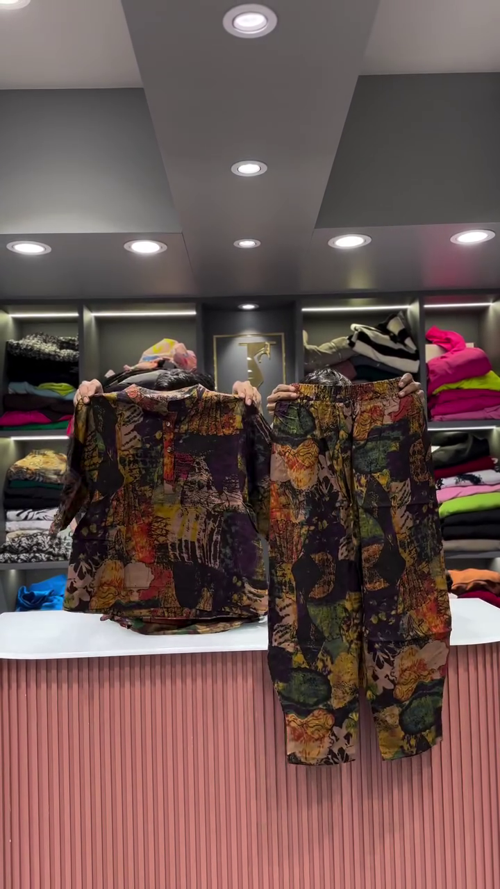 Artistic Abstract Patchwork Print Shirt and Pants Set - Image 11