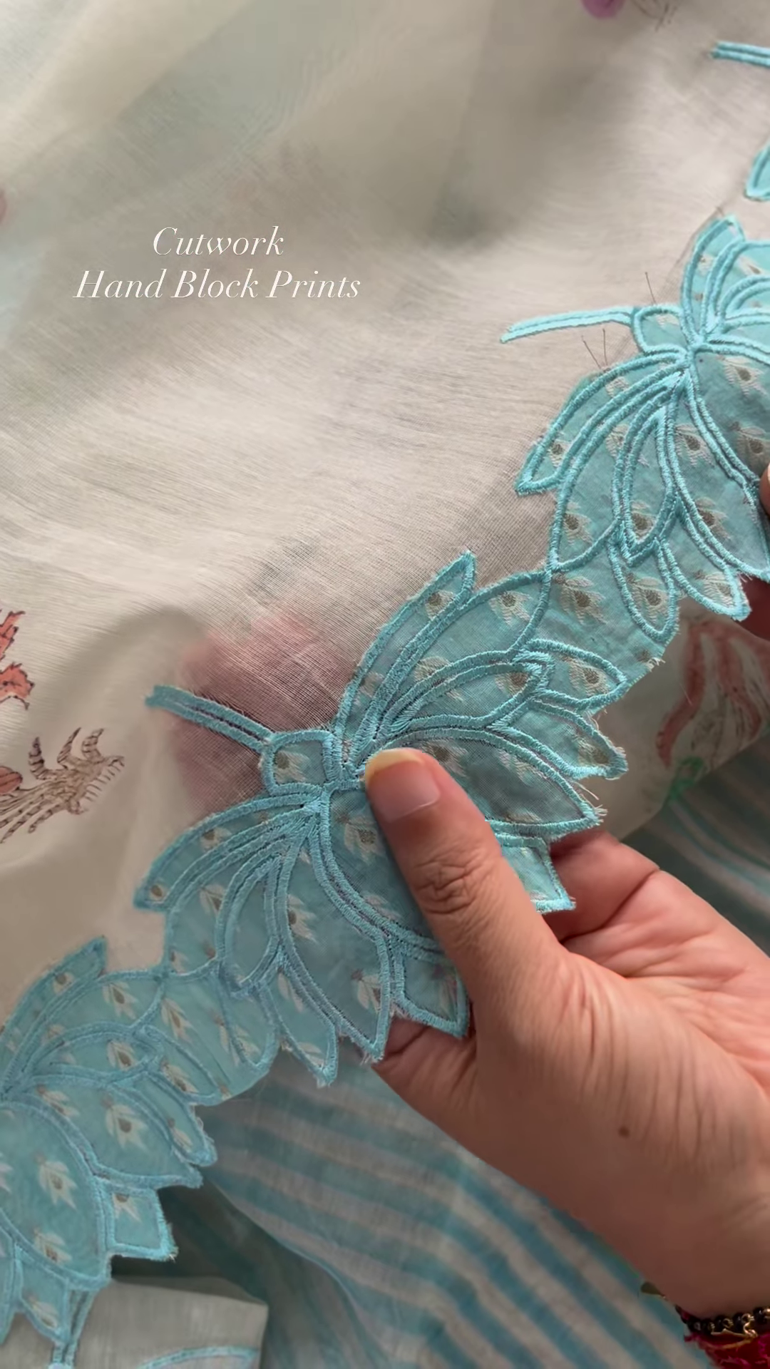 Sheer Pink Fabric with Intricate Flamingo and Floral Embroidery - Image 7