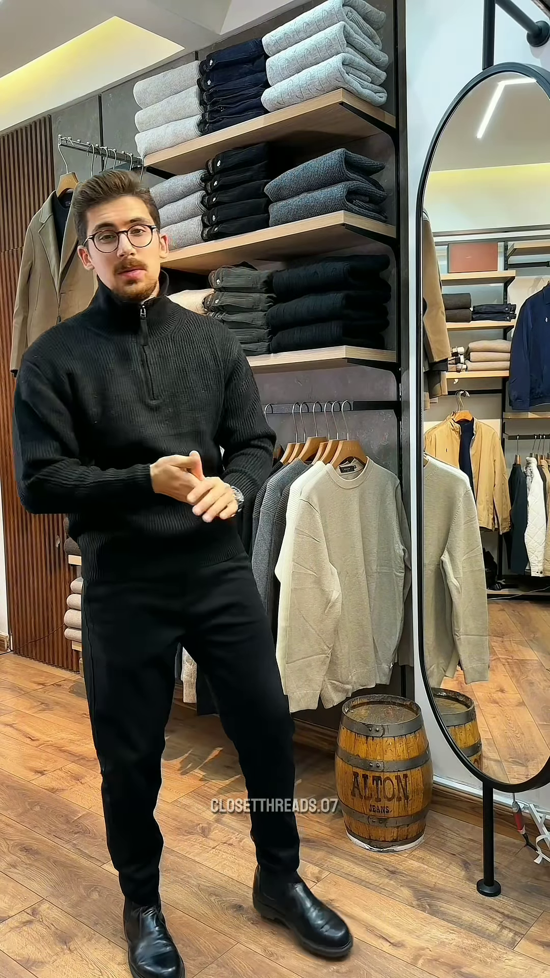 Men’s Premium Ribbed Half-Zip Sweater in Oatmeal Beige - Textured Winter Knitwear for a Polished Look150 - Image 4