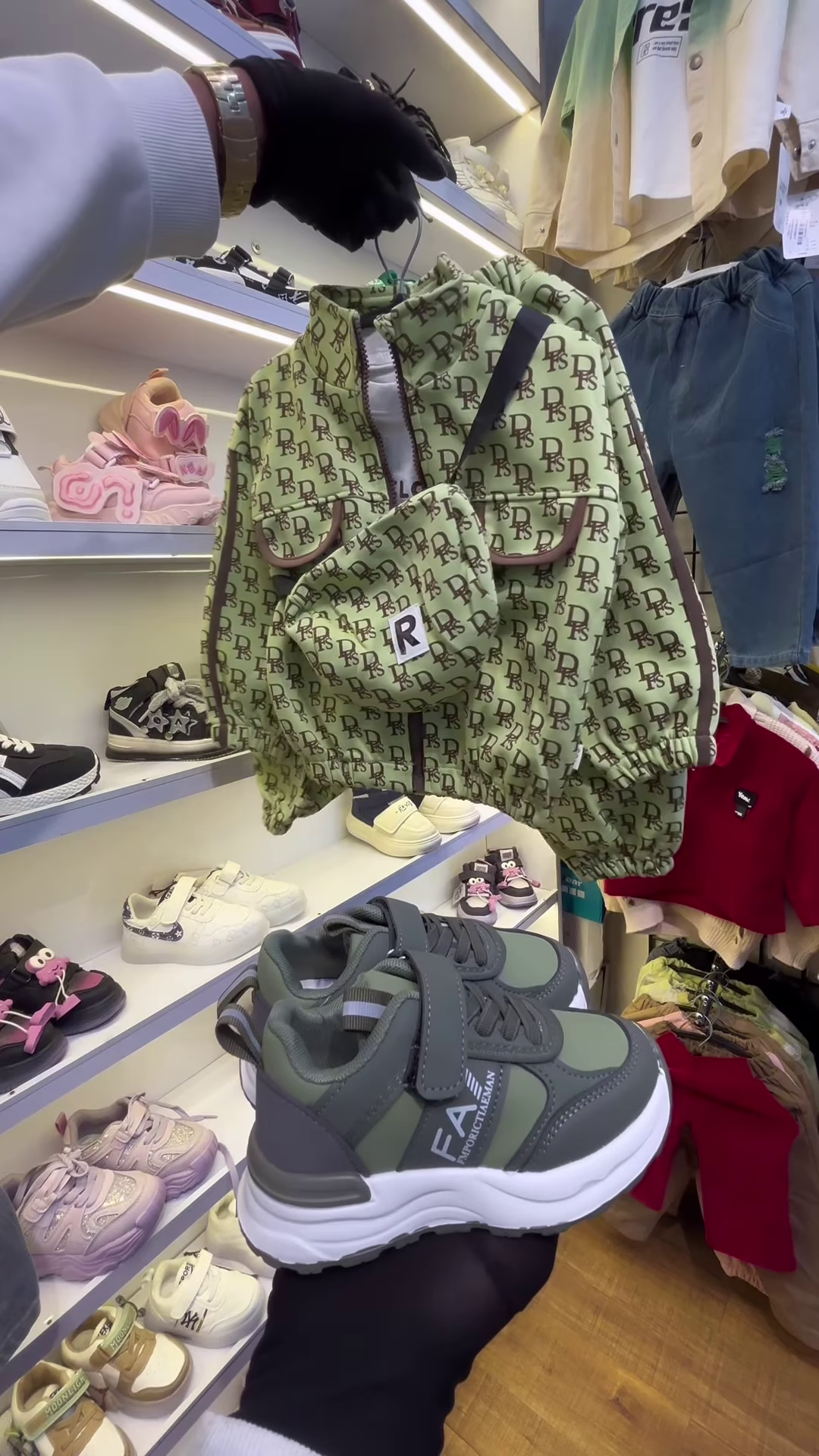 Children’s Burgundy Teddy Bear Sweatshirt and Matching Sneakers - Image 7
