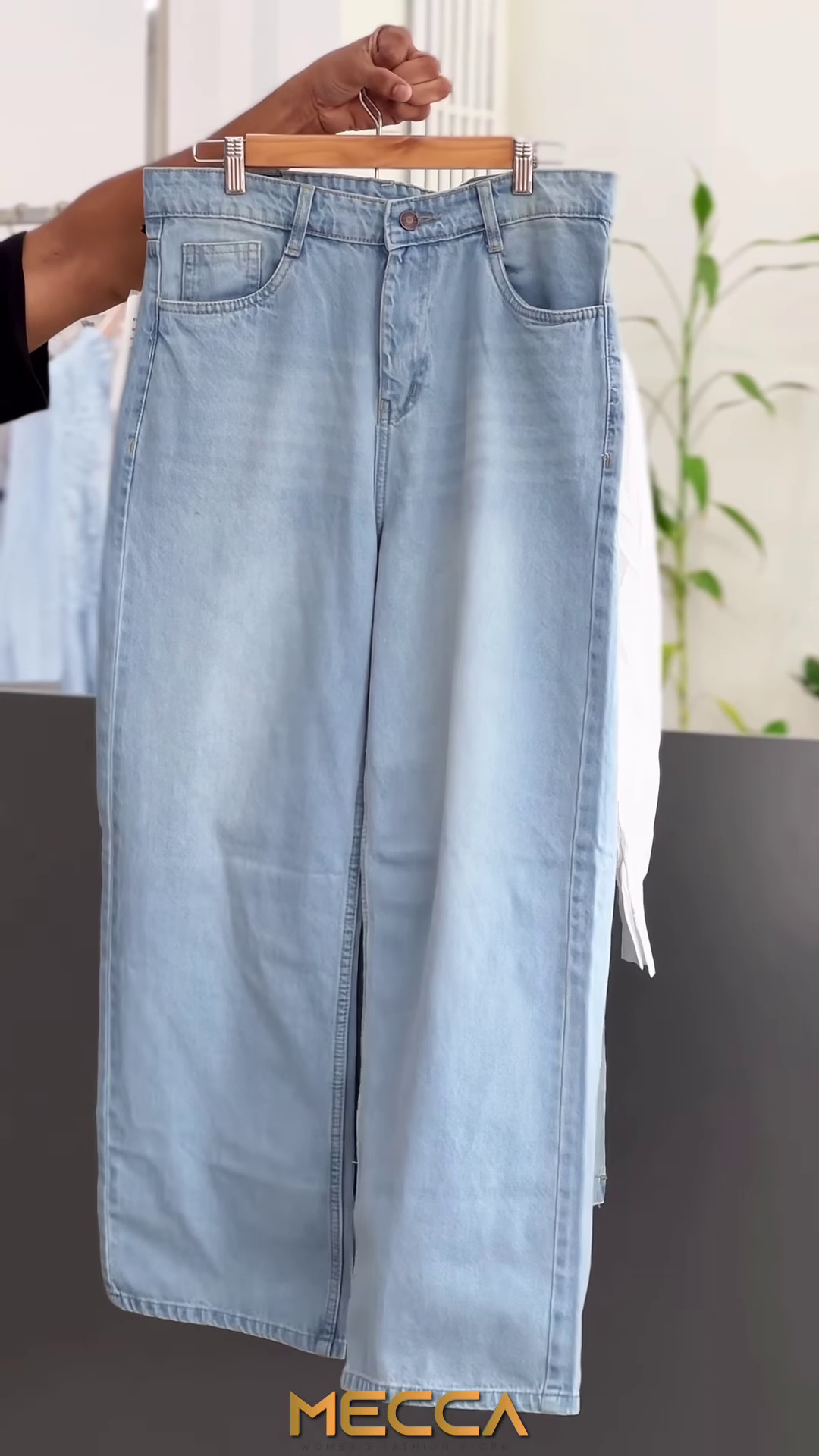 Classic Denim Pinafore Dress with Crisp White Shirt Set - Image 2
