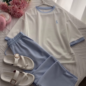 Relaxed Pastel Color-Block Loungewear Set