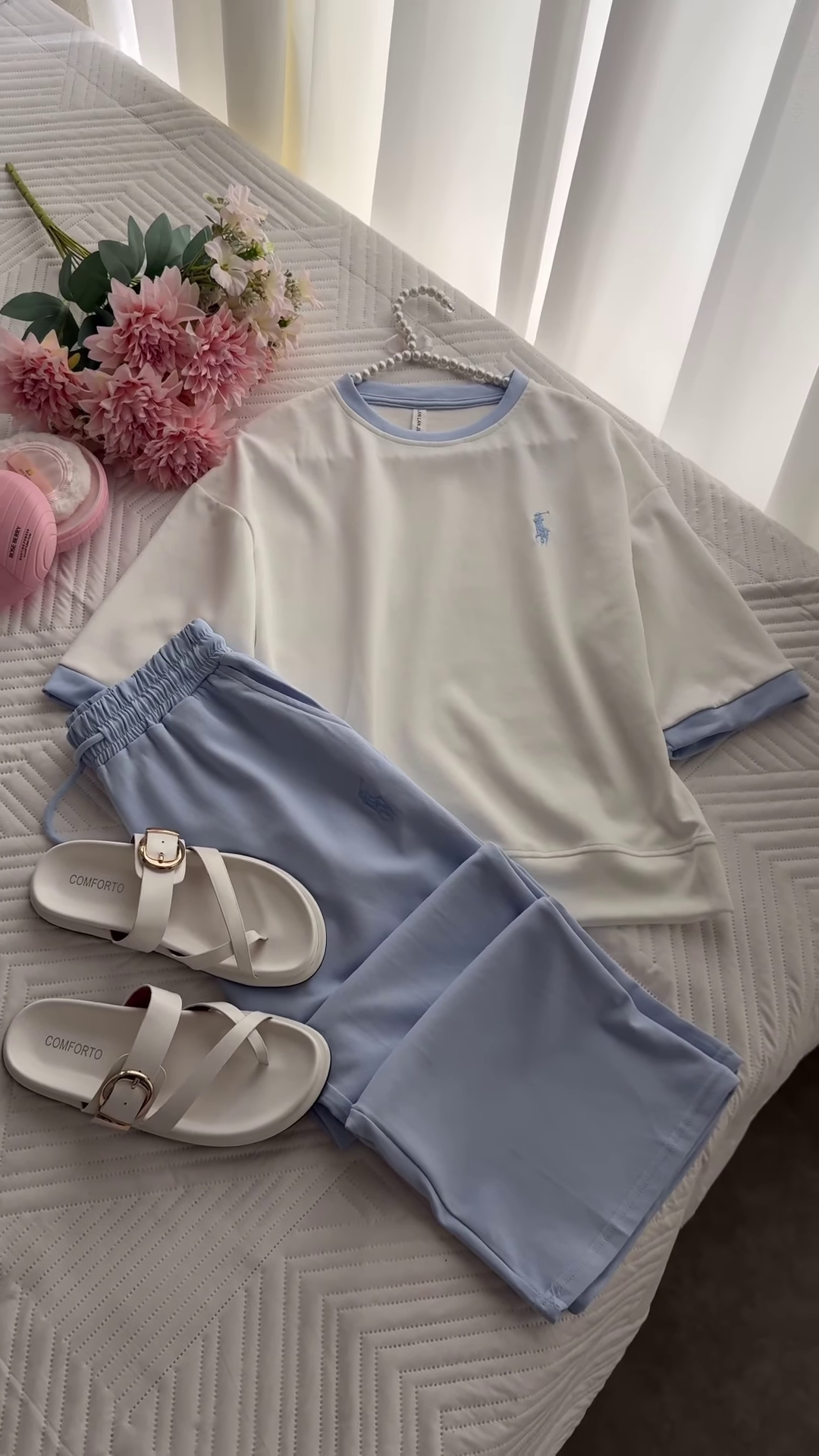 Relaxed Pastel Color-Block Loungewear Set