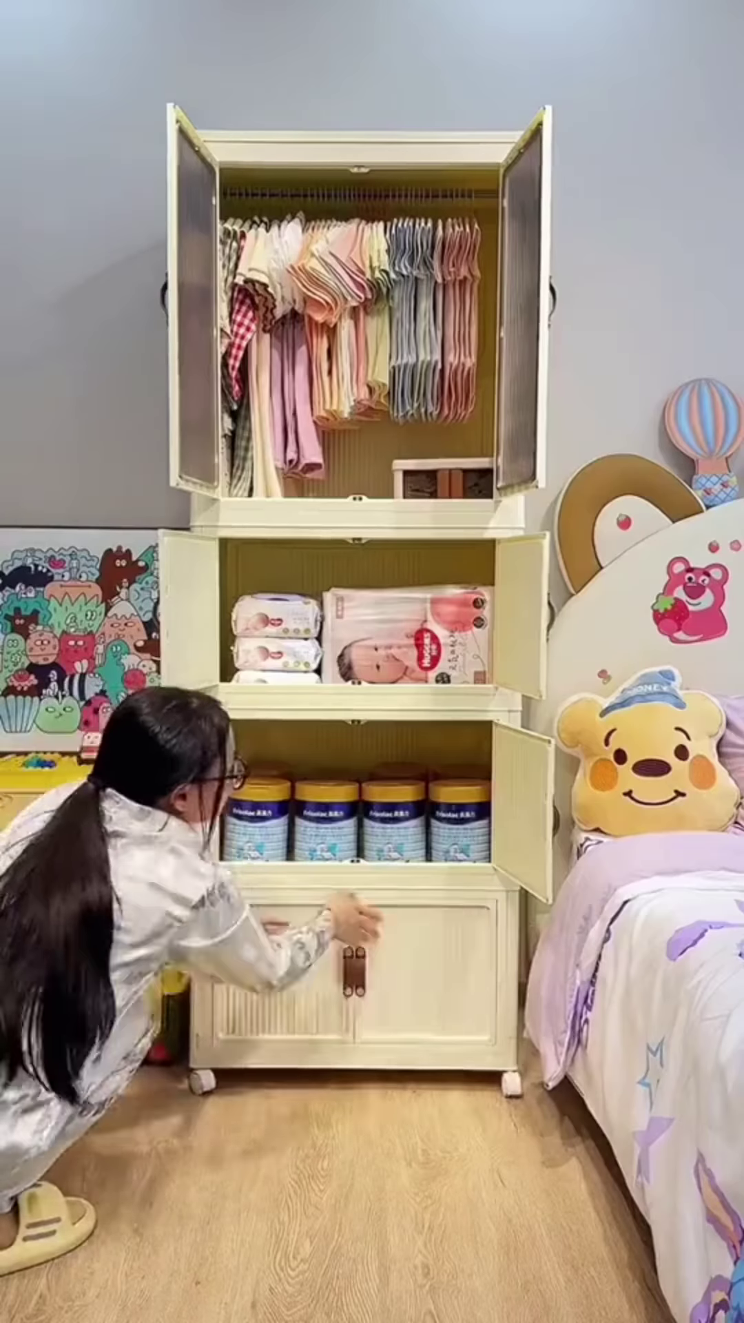 Premium Multi-Tier Kids' Nursery Wardrobe with Modular Storage