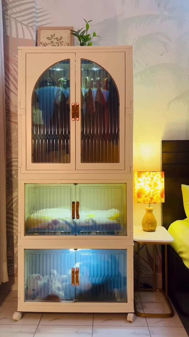 Modern Arched Fluted-Door Modular Storage Wardrobe