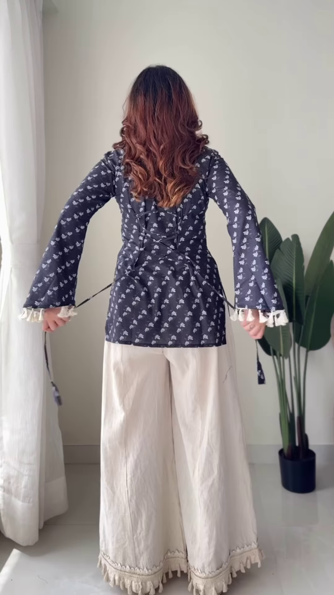Boho-Chic Floral Tunic and Flared Palazzo Set - Image 8