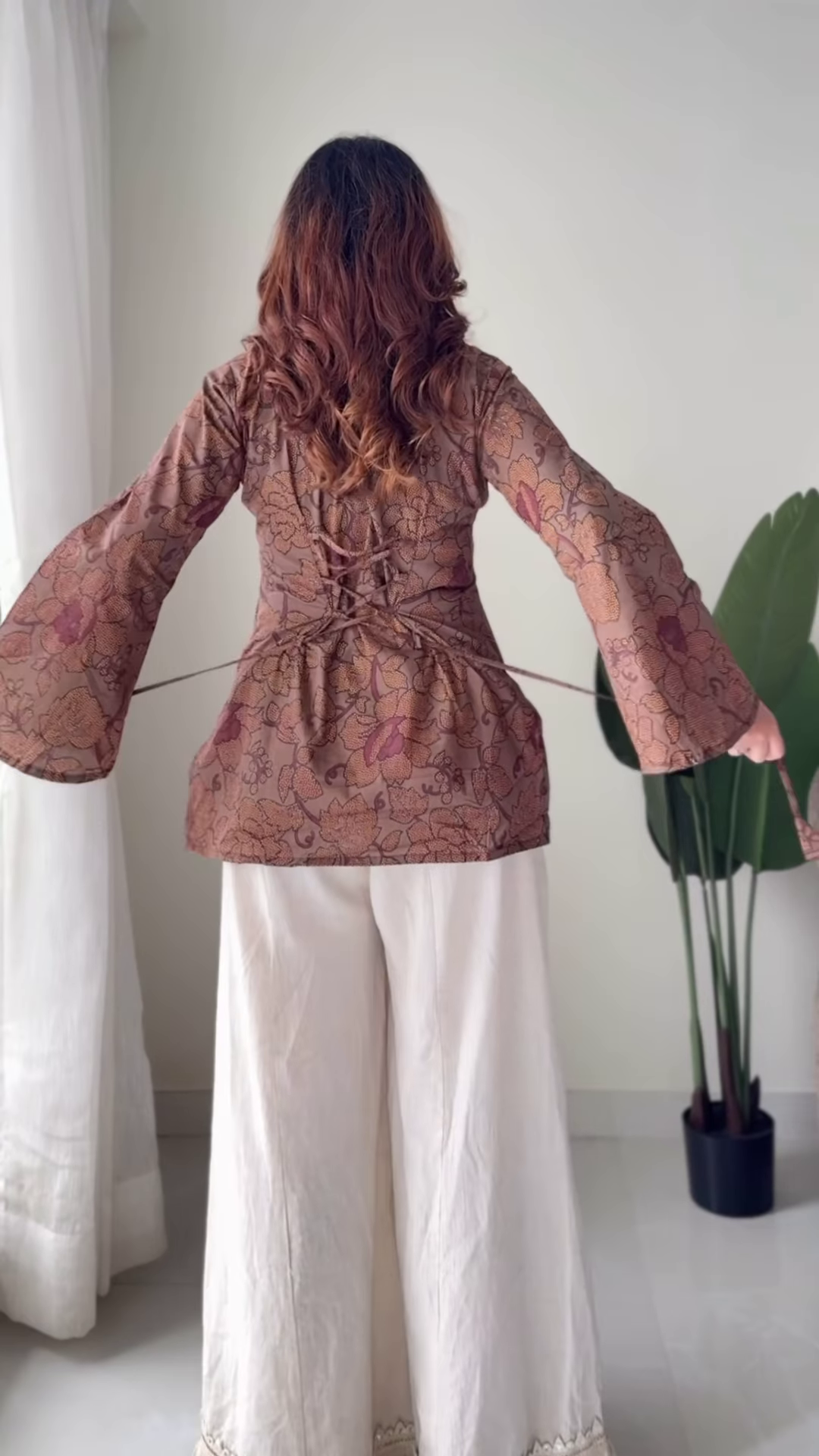 Boho-Chic Floral Tunic and Flared Palazzo Set - Image 7