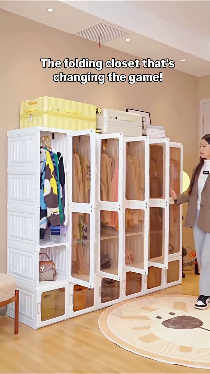 Modular Folding Closet with Translucent Swing-Doors