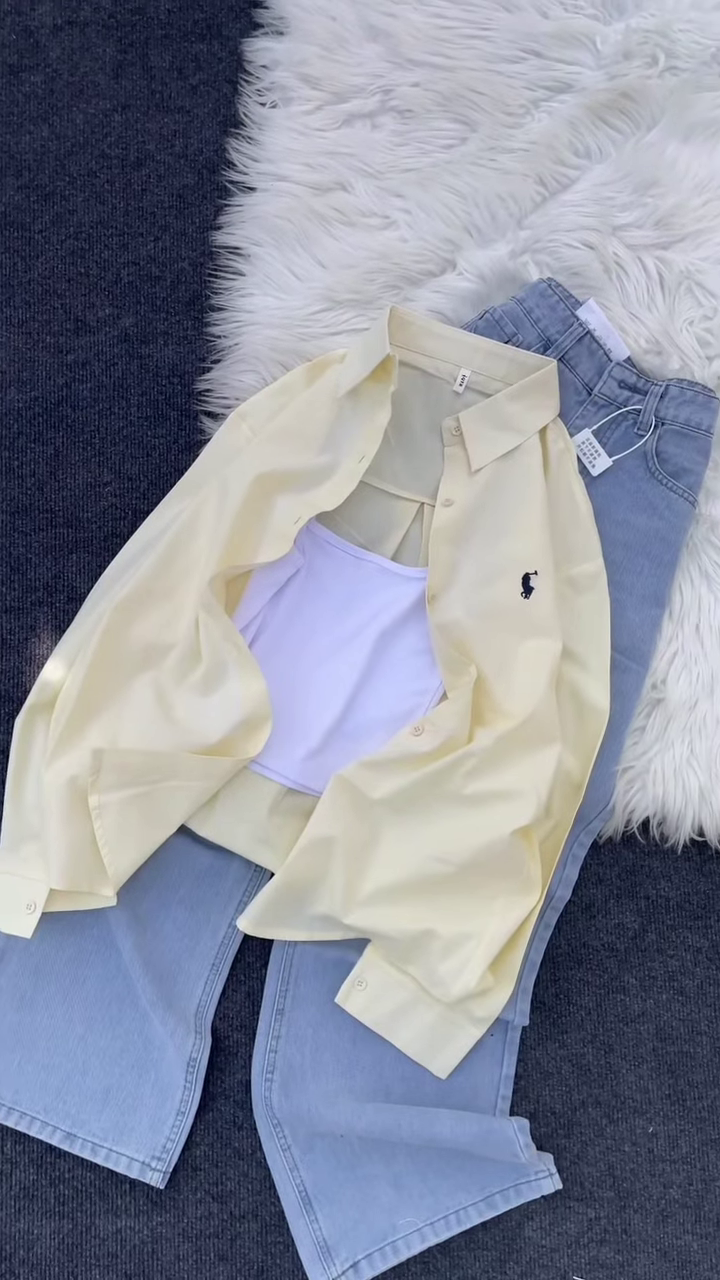 Classic Brown Button-Down Shirt and Light-Wash Denim Co-ord Set - Image 6