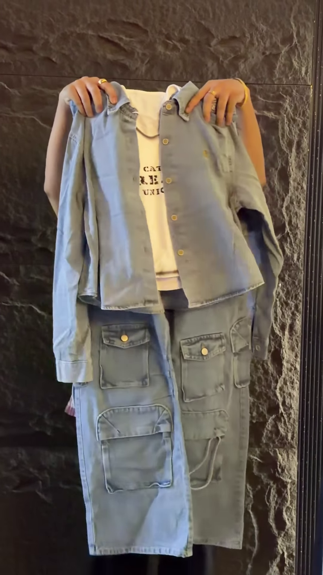 Utility-Style Denim Jacket and Cargo Trouser Co-ord Set - Image 4