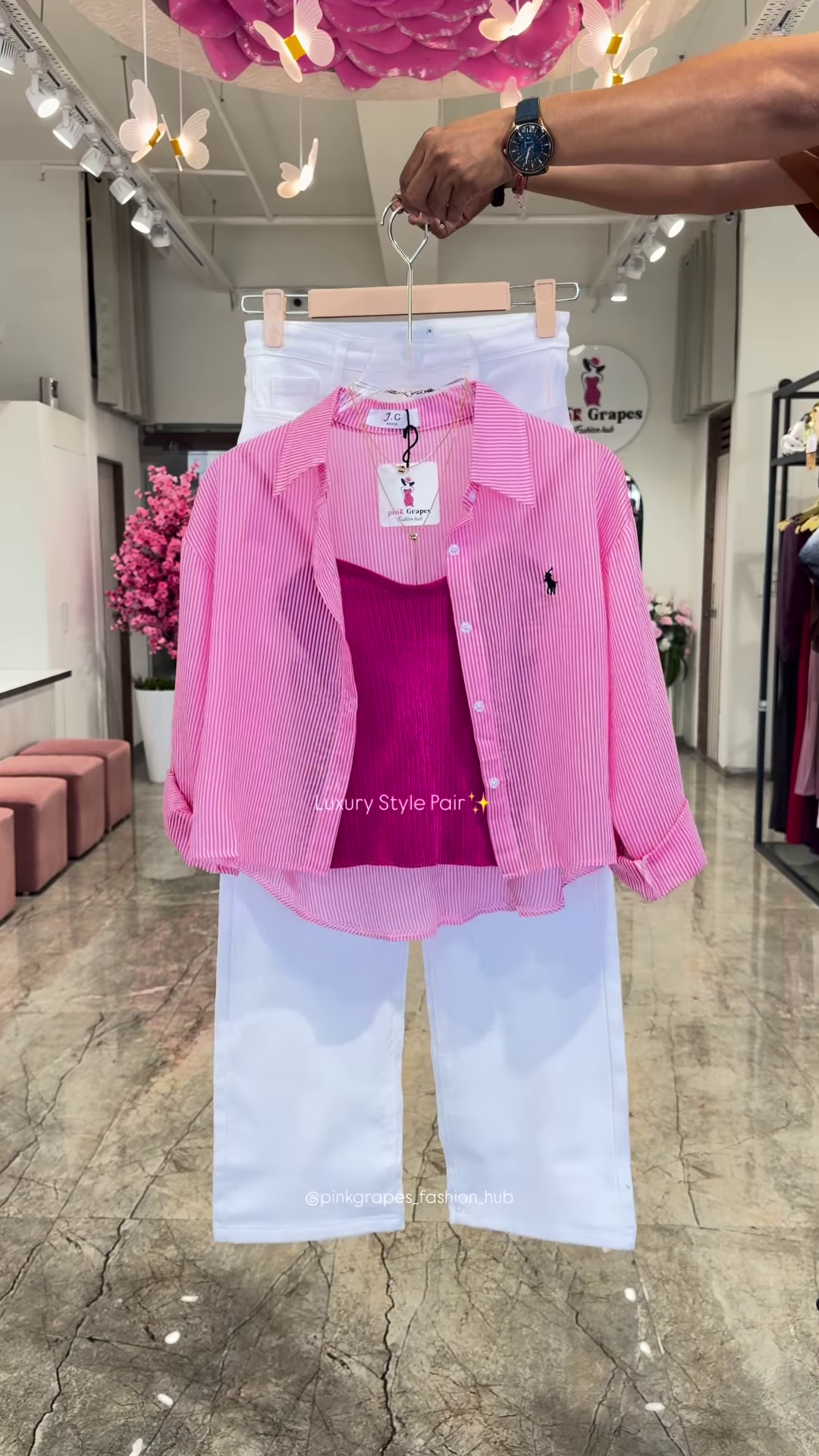 Luxury Striped Shirt and White Trouser Co-ord Set - Image 6