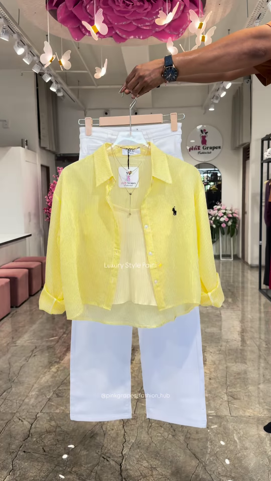 Luxury Striped Shirt and White Trouser Co-ord Set - Image 4