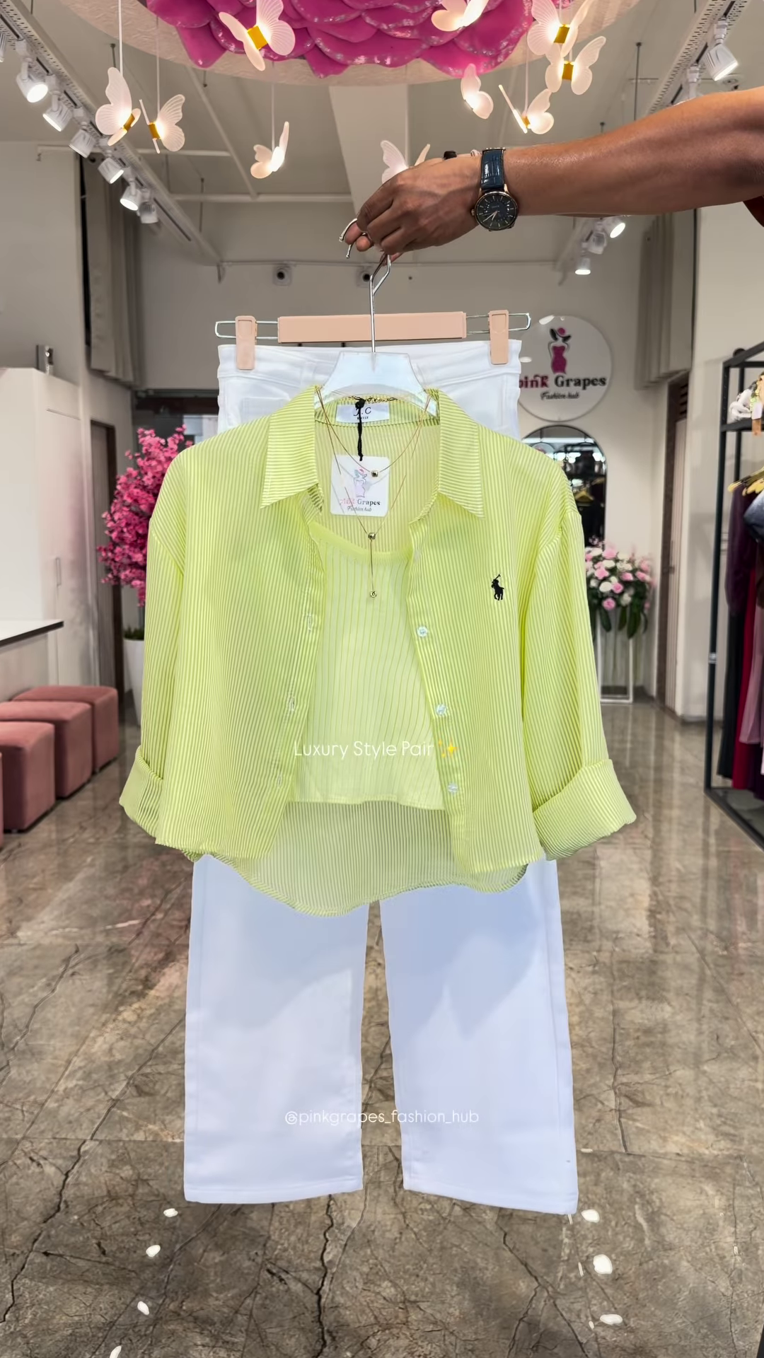 Luxury Striped Shirt and White Trouser Co-ord Set - Image 2