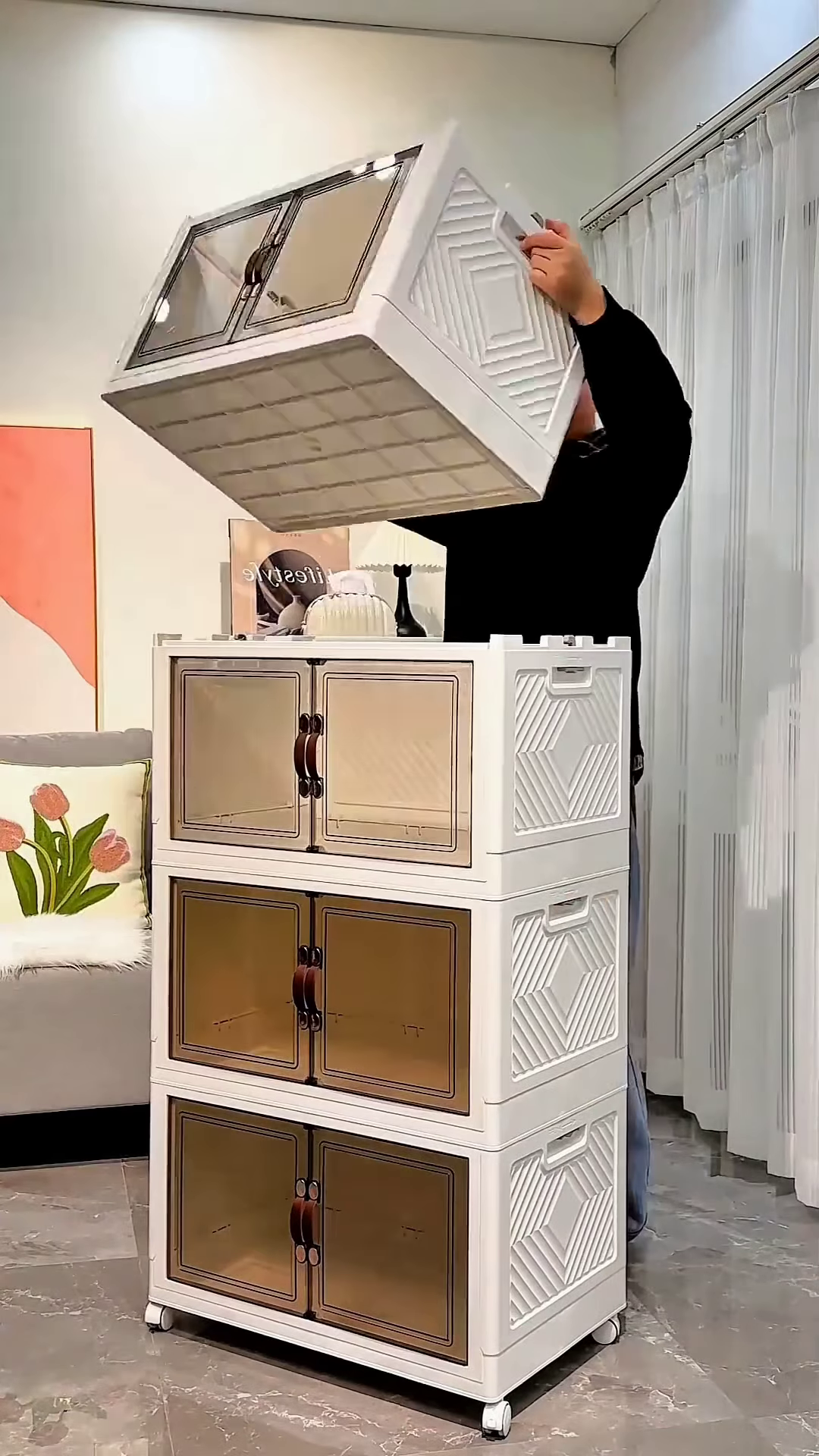 Multipurpose Modular Storage Cabinet with Clear Swing-Doors - Image 2
