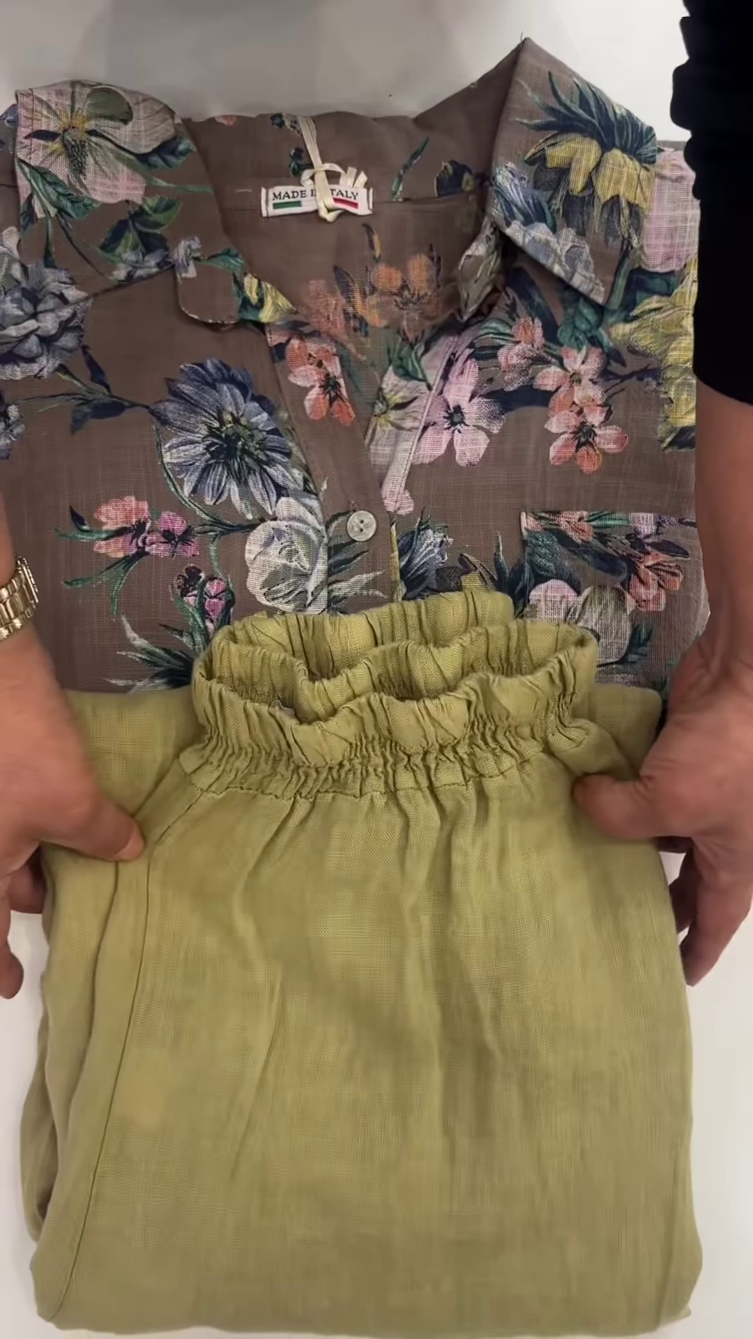 Floral Linen Shirt and Elastic-Waist Trousers Co-ord Set - Image 3