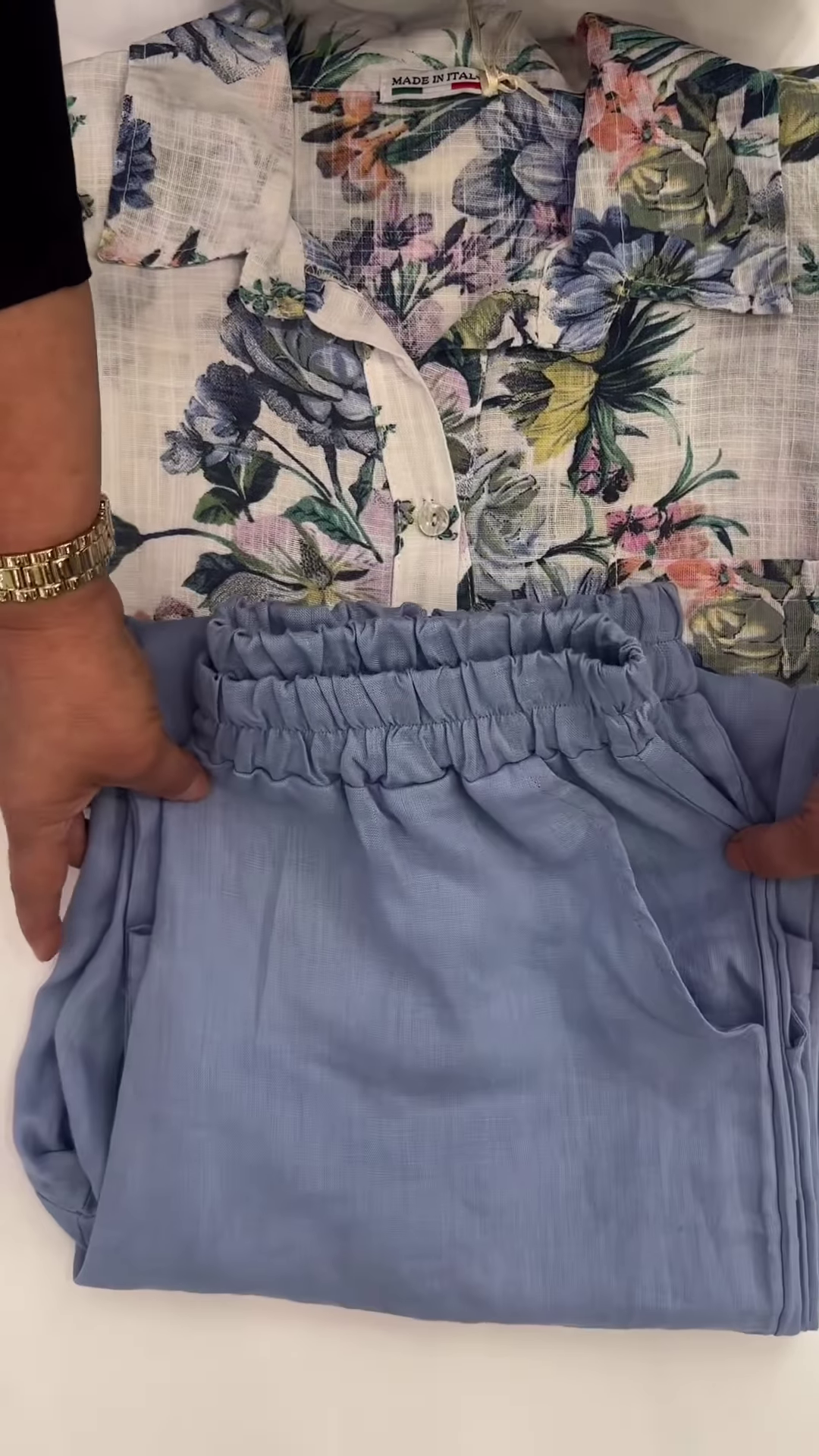 Floral Linen Shirt and Elastic-Waist Trousers Co-ord Set - Image 2
