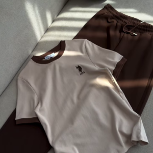 Color-Block USPA Logo T-Shirt and Lounge Trouser Set